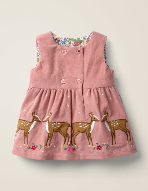 Animal Appliqué Dress - Dusky Rose Pink Deer Animal Appliqué Dress - Dusky Rose Pink Deer