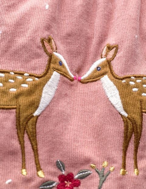 Animal Appliqué Dress - Dusky Rose Pink Deer Animal Appliqué Dress - Dusky Rose Pink Deer