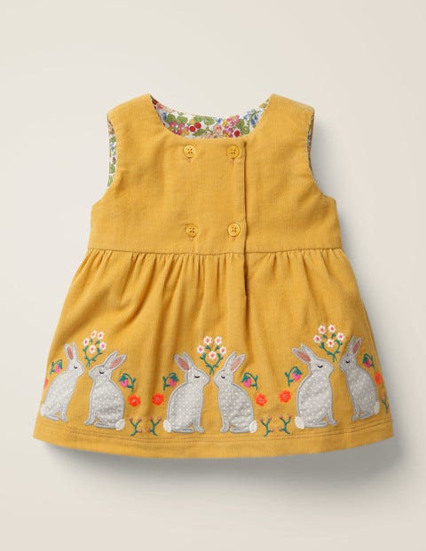 Animal Appliqué Dress - Mellow Yellow Bunnies Animal Appliqué Dress - Mellow Yellow Bunnies