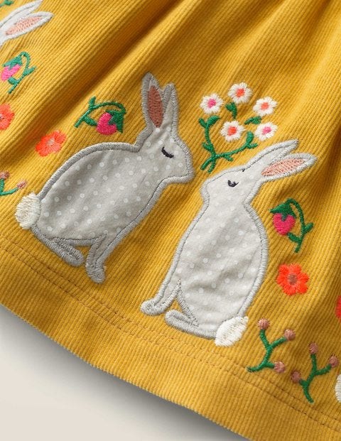 Animal Appliqué Dress - Mellow Yellow Bunnies Animal Appliqué Dress - Mellow Yellow Bunnies