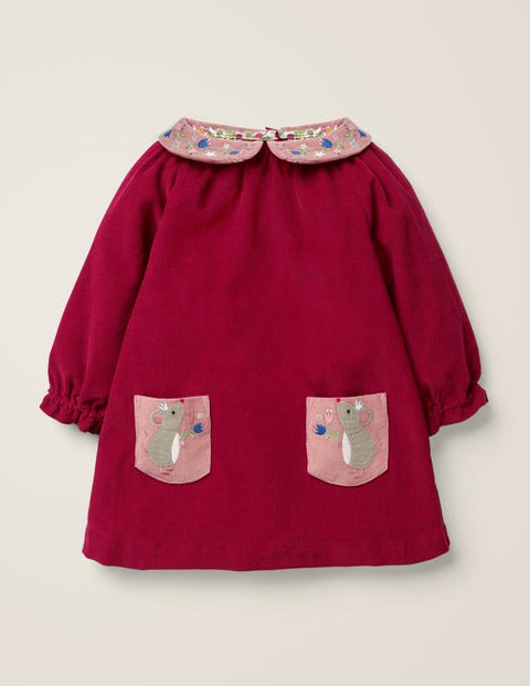 Robe À Col Brodé - Souris rouge mûrier sauvage Robe À Col Brodé - Souris rouge mûrier sauvage