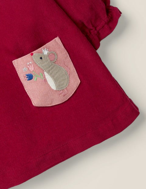 Robe À Col Brodé - Souris rouge mûrier sauvage Robe À Col Brodé - Souris rouge mûrier sauvage