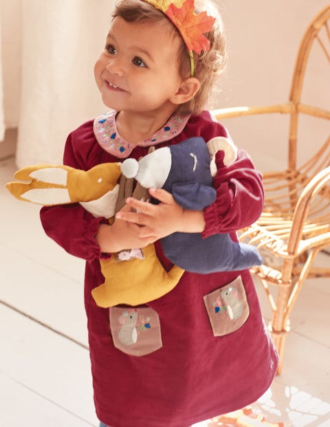 Robe À Col Brodé - Souris rouge mûrier sauvage Robe À Col Brodé - Souris rouge mûrier sauvage