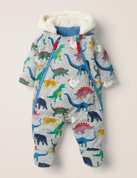 Cosy Printed All-In-One - Grey Marl Multi Dinosaurs Cosy Printed All-In-One - Grey Marl Multi Dinosaurs