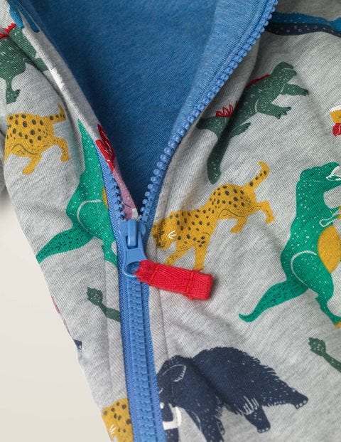 Cosy Printed All-In-One - Grey Marl Multi Dinosaurs Cosy Printed All-In-One - Grey Marl Multi Dinosaurs