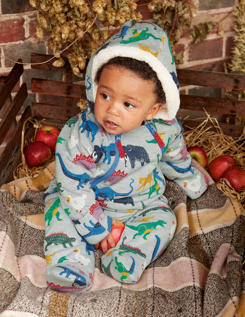 Cosy Printed All-In-One - Grey Marl Multi Dinosaurs Cosy Printed All-In-One - Grey Marl Multi Dinosaurs