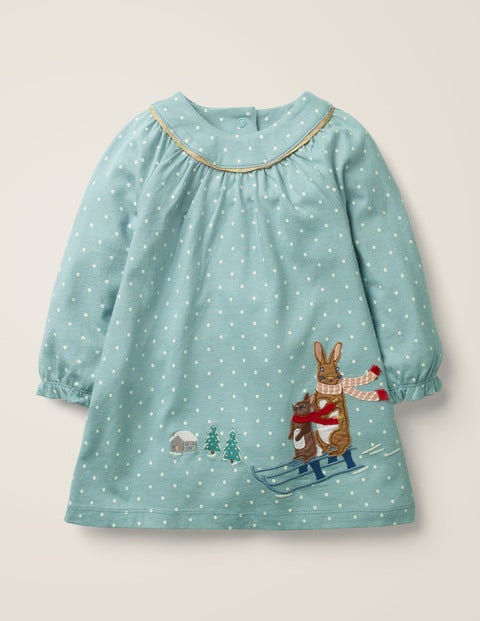 Jerseykleid Mit Großer Applikation - Wolkenblau, Häschen Jerseykleid Mit Großer Applikation - Wolkenblau, Häschen