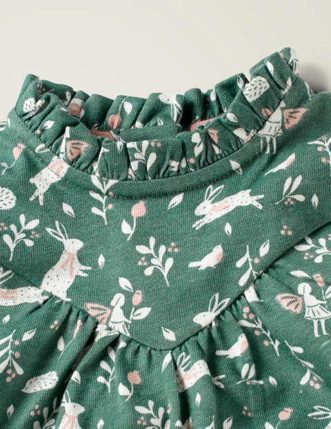 Jerseykleid Mit Feenmuster - Gartengrün, Feengarten Jerseykleid Mit Feenmuster - Gartengrün, Feengarten