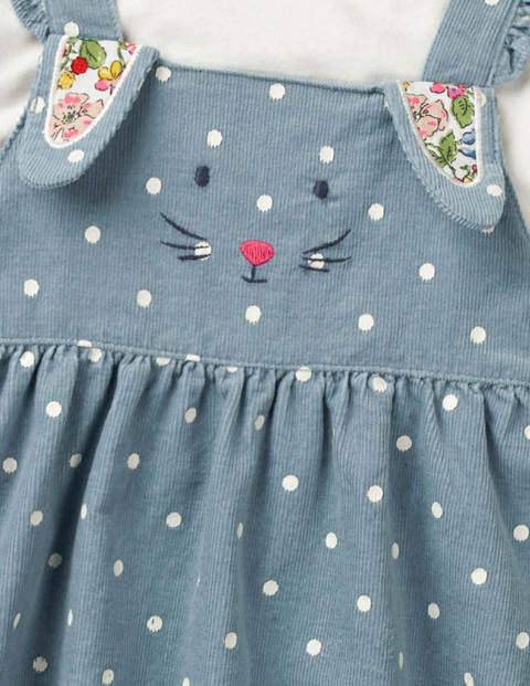 Originelles Schürzenkleid-Set Mit Häschen - Wolkenblau, Getupft Originelles Schürzenkleid-Set Mit Häschen - Wolkenblau, Getupft