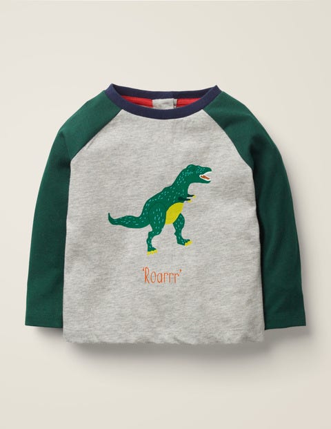 Printed Dinosaur T-Shirt - Grey Marl T-Rex Printed Dinosaur T-Shirt - Grey Marl T-Rex