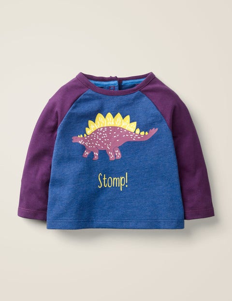 T-Shirt Mit Dinosaurier-Print - Segelblau Meliert, Stegosaurus T-Shirt Mit Dinosaurier-Print - Segelblau Meliert, Stegosaurus
