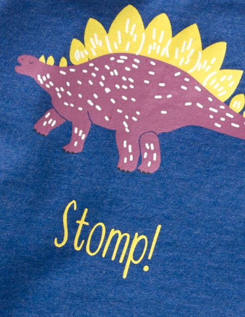 T-Shirt Mit Dinosaurier-Print - Segelblau Meliert, Stegosaurus T-Shirt Mit Dinosaurier-Print - Segelblau Meliert, Stegosaurus