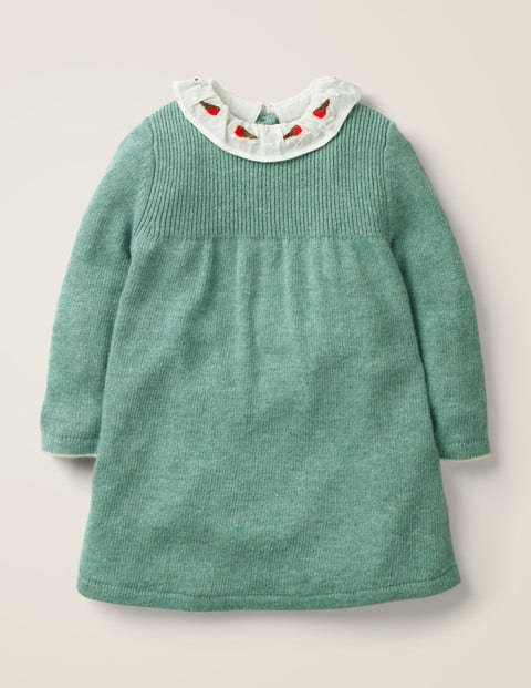 Embroidered Knitted Dress - Mineral Green Embroidered Knitted Dress - Mineral Green