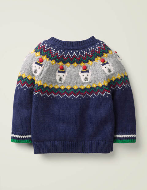Fair-Isle-Pullover - Segelblau, Eisbären Fair-Isle-Pullover - Segelblau, Eisbären