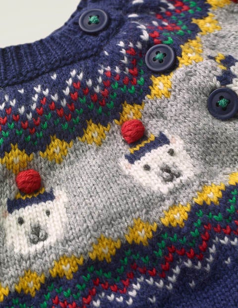 Fair-Isle-Pullover - Segelblau, Eisbären Fair-Isle-Pullover - Segelblau, Eisbären