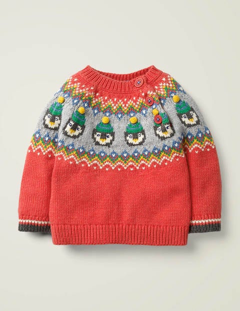 Fair Isle Jumper - Rockabilly Red Penguins Fair Isle Jumper - Rockabilly Red Penguins