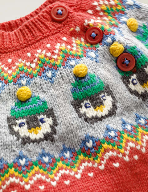 Fair Isle Jumper - Rockabilly Red Penguins Fair Isle Jumper - Rockabilly Red Penguins