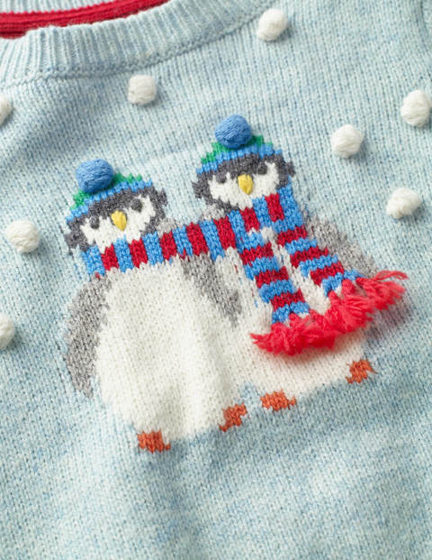 Fun Christmas Jumper - Cloudburst Blue Penguins Fun Christmas Jumper - Cloudburst Blue Penguins