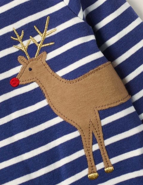 Grenouillère Cosy À Appliqué - Renne bleu tribord/ivoire Grenouillère Cosy À Appliqué - Renne bleu tribord/ivoire