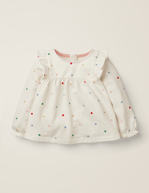 Jersey Ruffle Tshirt - Ivory/Multi Spot Jersey Ruffle Tshirt - Ivory/Multi Spot
