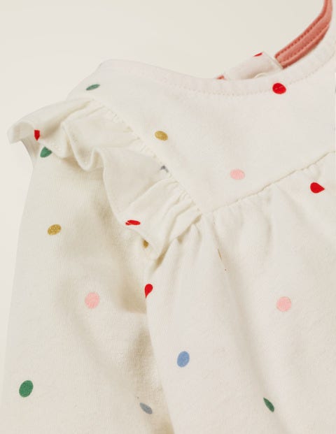 Jersey Ruffle Tshirt - Ivory/Multi Spot Jersey Ruffle Tshirt - Ivory/Multi Spot