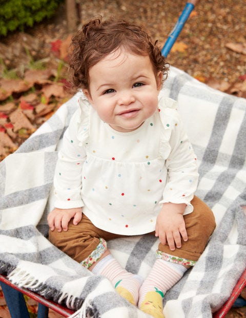 Jersey Ruffle Tshirt - Ivory/Multi Spot Jersey Ruffle Tshirt - Ivory/Multi Spot