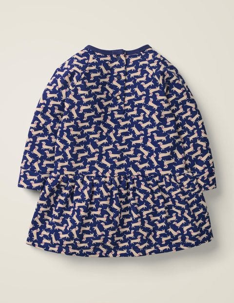 Bequemes Gemustertes Kleid - Segelblau, Geometrische Hunde Bequemes Gemustertes Kleid - Segelblau, Geometrische Hunde
