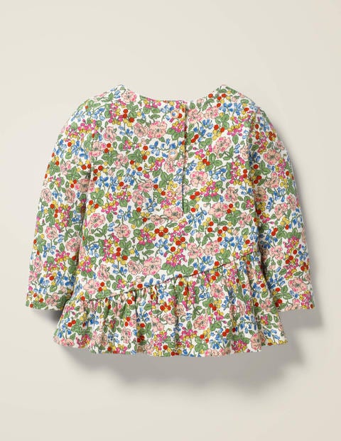 Gemustertes Jersey-Oberteil Mit Rüschen - Kreiderosa, Blumen-/Beerenmuster Gemustertes Jersey-Oberteil Mit Rüschen - Kreiderosa, Blumen-/Beerenmuster