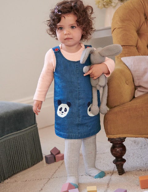 Panda-Schürzenkleid - Mittleres Chambray Panda-Schürzenkleid - Mittleres Chambray