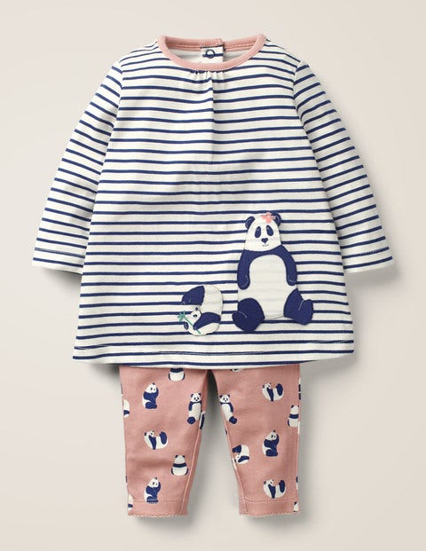 Kleid-Set Mit Pandamotiv - Kreiderosa, Babypandas Kleid-Set Mit Pandamotiv - Kreiderosa, Babypandas