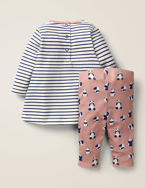 Kleid-Set Mit Pandamotiv - Kreiderosa, Babypandas Kleid-Set Mit Pandamotiv - Kreiderosa, Babypandas
