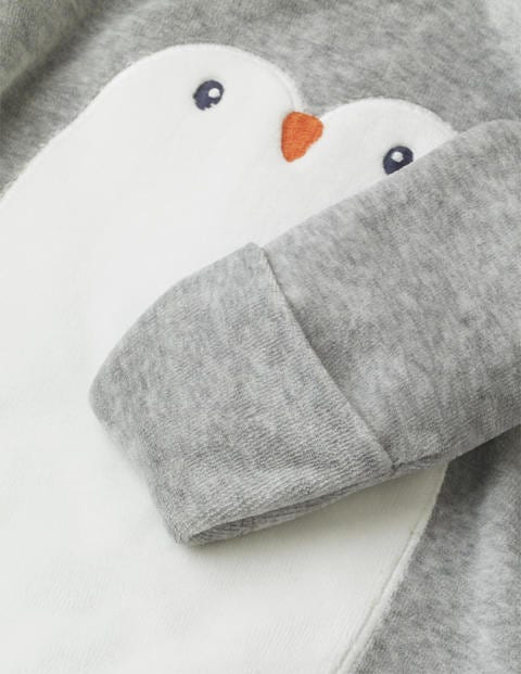 Ensemble Grenouillère Et Bonnet Fantaisie - Pingouin gris argile Ensemble Grenouillère Et Bonnet Fantaisie - Pingouin gris argile