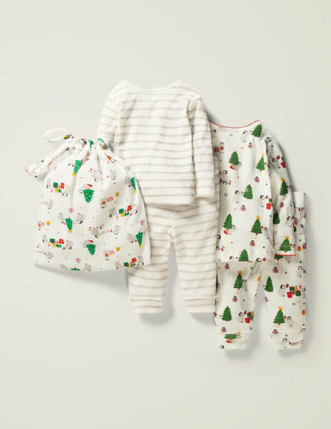 Cosy Pointelle Pyjamas - Ivory Festive Baby Penguins Cosy Pointelle Pyjamas - Ivory Festive Baby Penguins