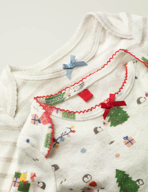 Cosy Pointelle Pyjamas - Ivory Festive Baby Penguins Cosy Pointelle Pyjamas - Ivory Festive Baby Penguins
