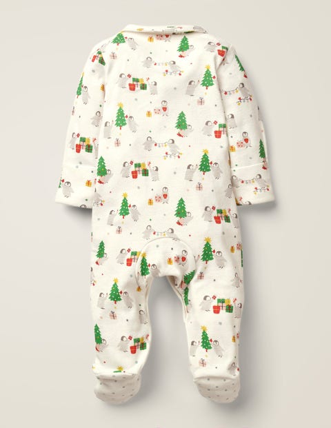 Festive Collared Sleepsuit - Ivory Festive Penguin Festive Collared Sleepsuit - Ivory Festive Penguin