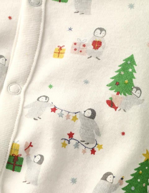 Festive Collared Sleepsuit - Ivory Festive Penguin Festive Collared Sleepsuit - Ivory Festive Penguin