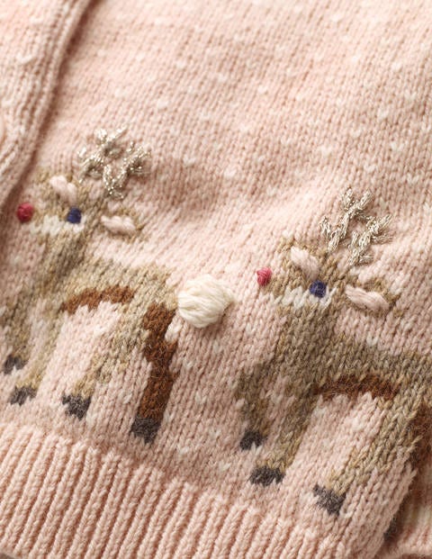 Gilet À Motif Cerf Festif - Cerf rose craie Gilet À Motif Cerf Festif - Cerf rose craie