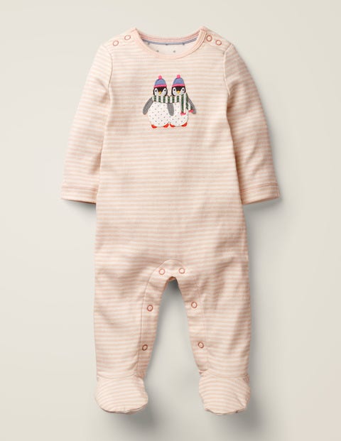 Cosy Appliqué Sleepsuit - Ivory/Provence Pink Penguin Cosy Appliqué Sleepsuit - Ivory/Provence Pink Penguin