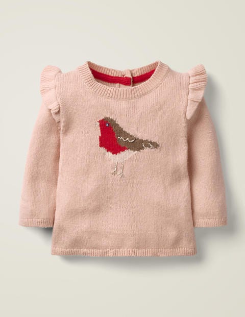 Pull Froufroutant En Maille - Rouge-gorge rose craie Pull Froufroutant En Maille - Rouge-gorge rose craie