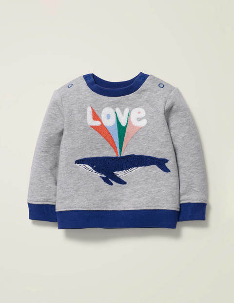 Cosy Slogan Sweatshirt - Grey Marl Whale Cosy Slogan Sweatshirt - Grey Marl Whale