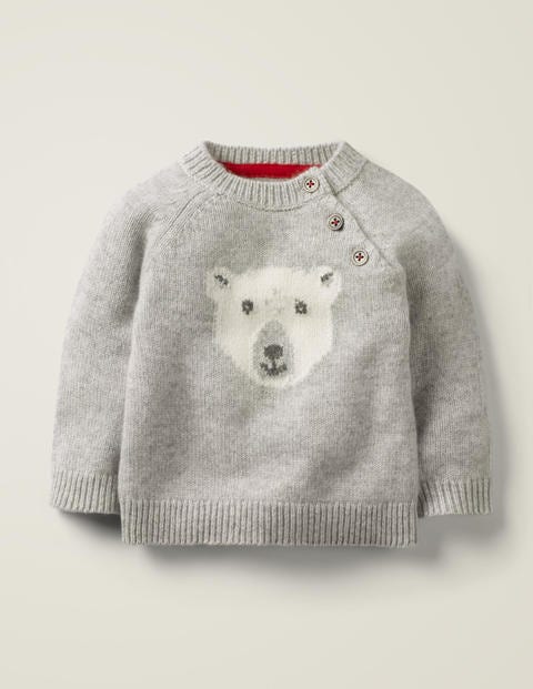 Pull En Cachemire Avec Logo - Ours polaire gris chiné Pull En Cachemire Avec Logo - Ours polaire gris chiné