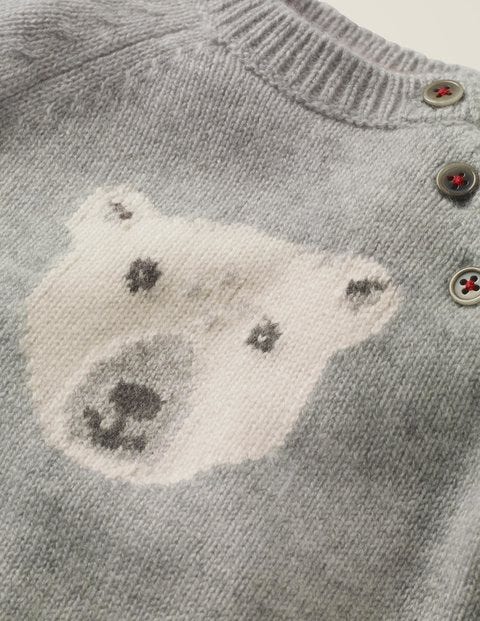 Pull En Cachemire Avec Logo - Ours polaire gris chiné Pull En Cachemire Avec Logo - Ours polaire gris chiné