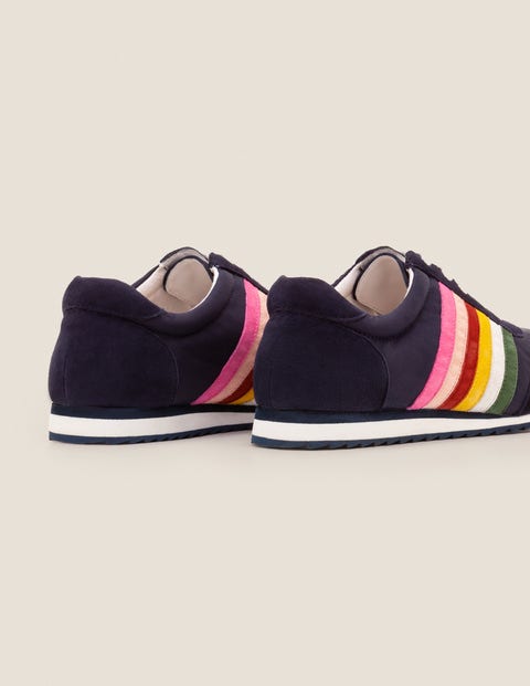 Striped Trainers - Navy and Rainbow