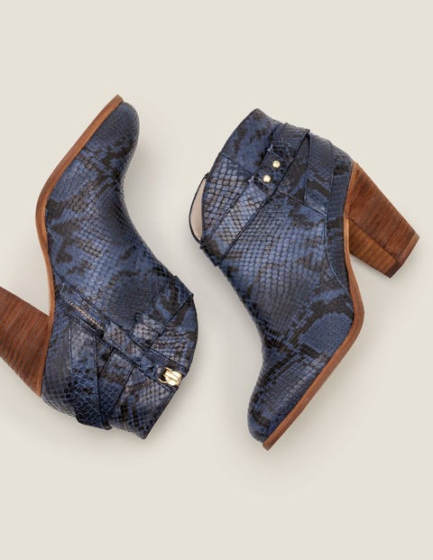 Stratford Ankle Boots - Navy Snake Stratford Ankle Boots - Navy Snake