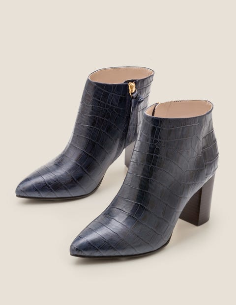 Langley Ankle Boots - Navy Croc Langley Ankle Boots - Navy Croc
