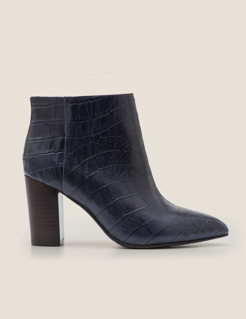 Langley Ankle Boots - Navy Croc Langley Ankle Boots - Navy Croc