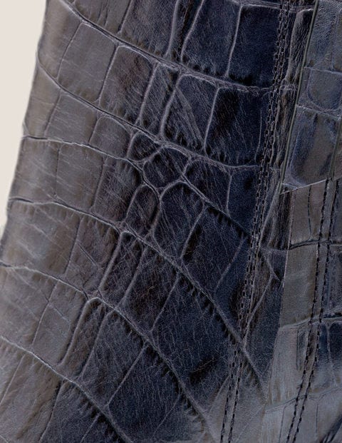 Langley Ankle Boots - Navy Croc Langley Ankle Boots - Navy Croc