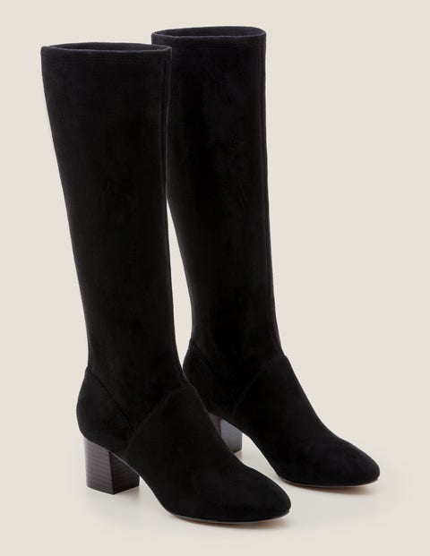 Round Toe Stretch Boots - Black