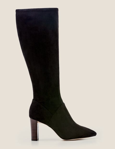 Pointed Toe Stretch Boots - Black