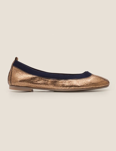 Hettie Flexi Ballerinas - Bronze Metallic/Navy Hettie Flexi Ballerinas - Bronze Metallic/Navy